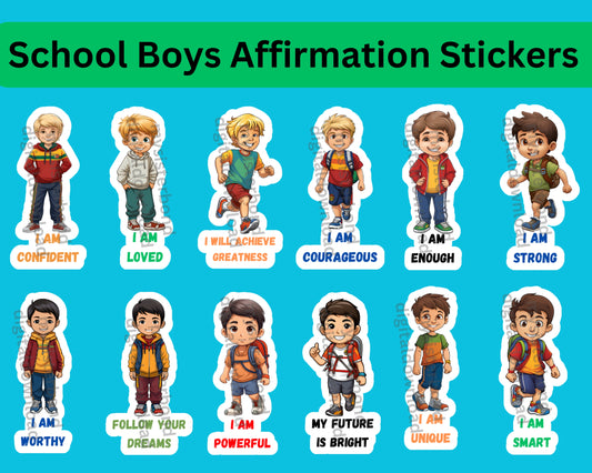 School Affirmation Boy Stickers