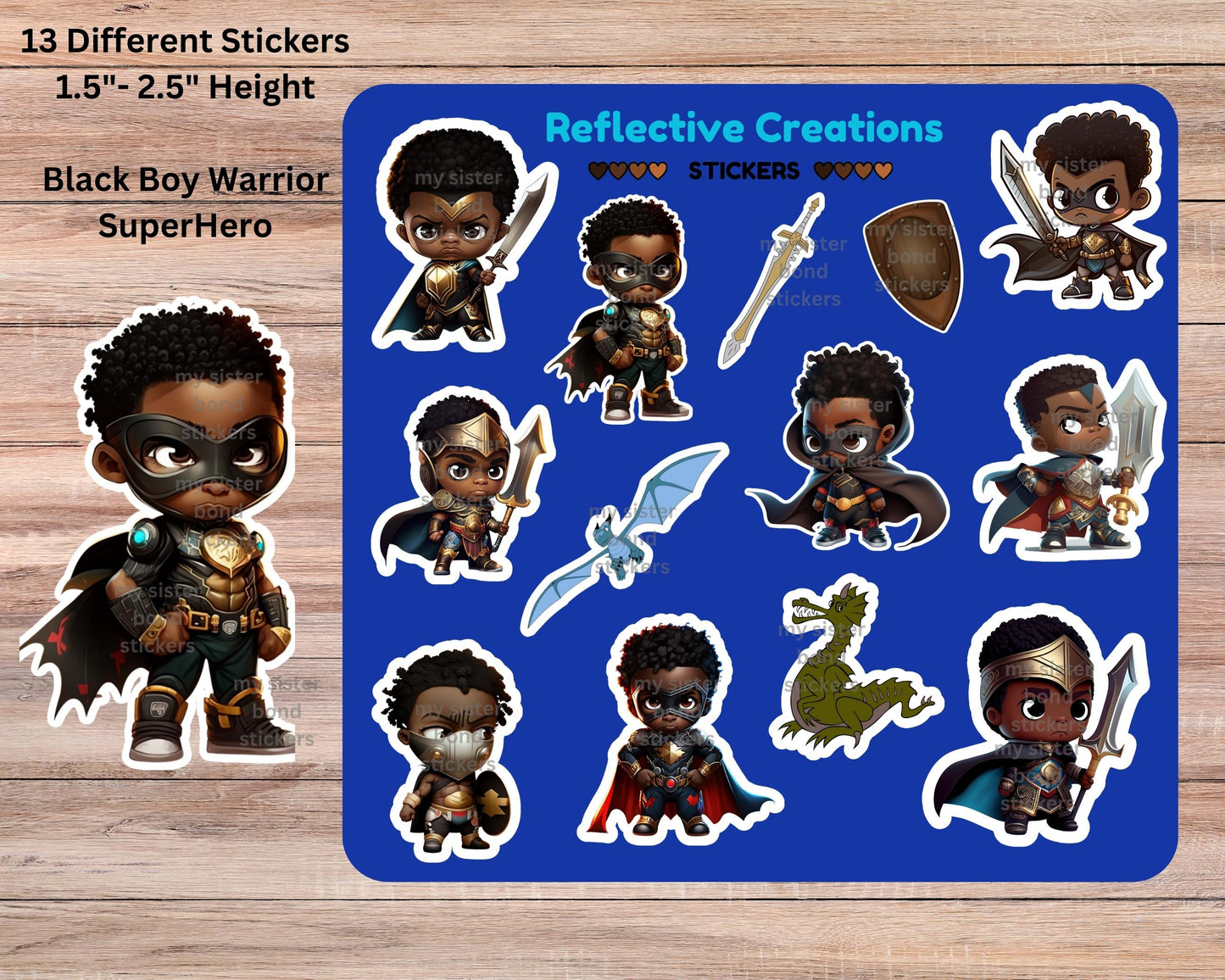Black Warrior Boy Stickers