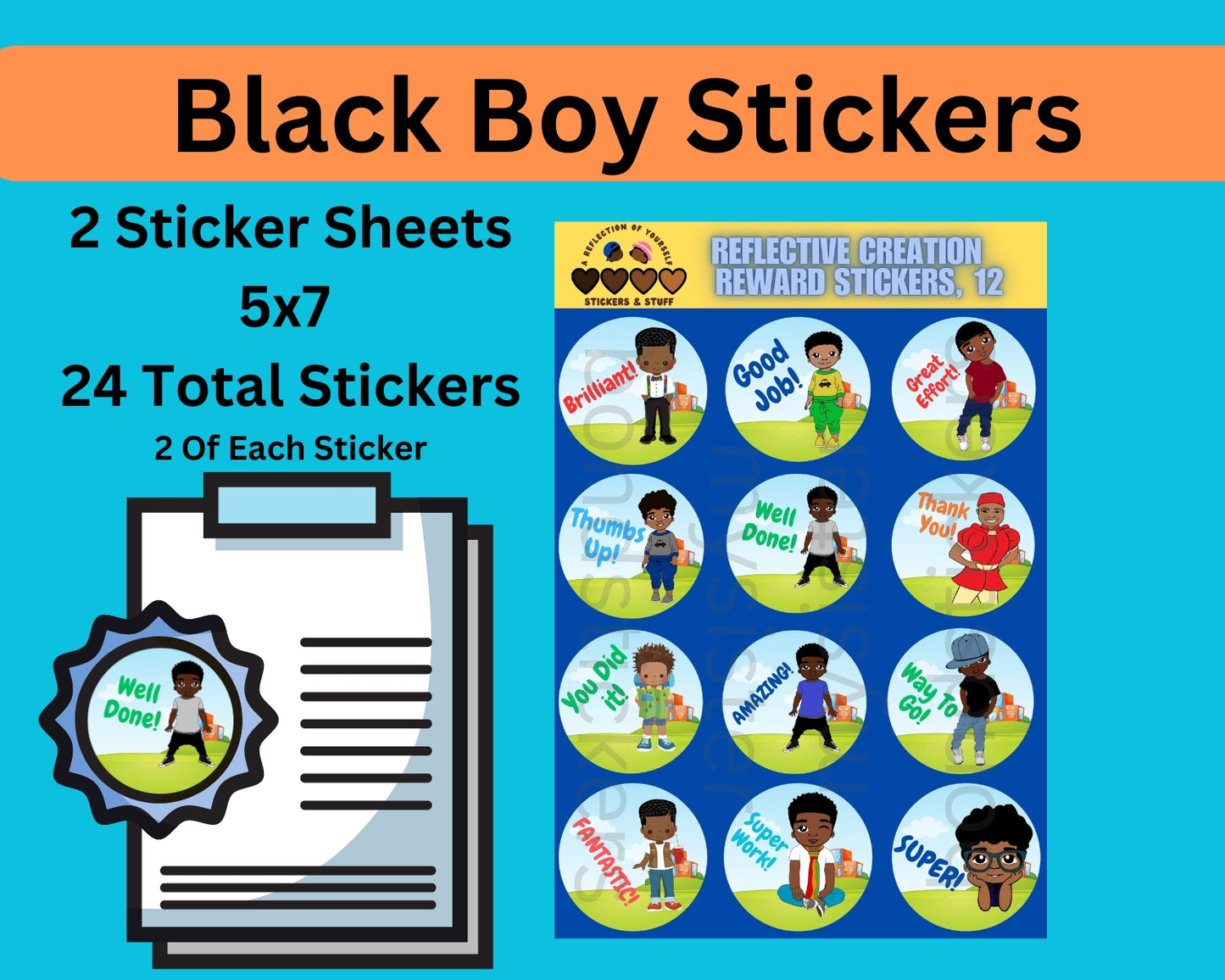Homework Boy Stickers