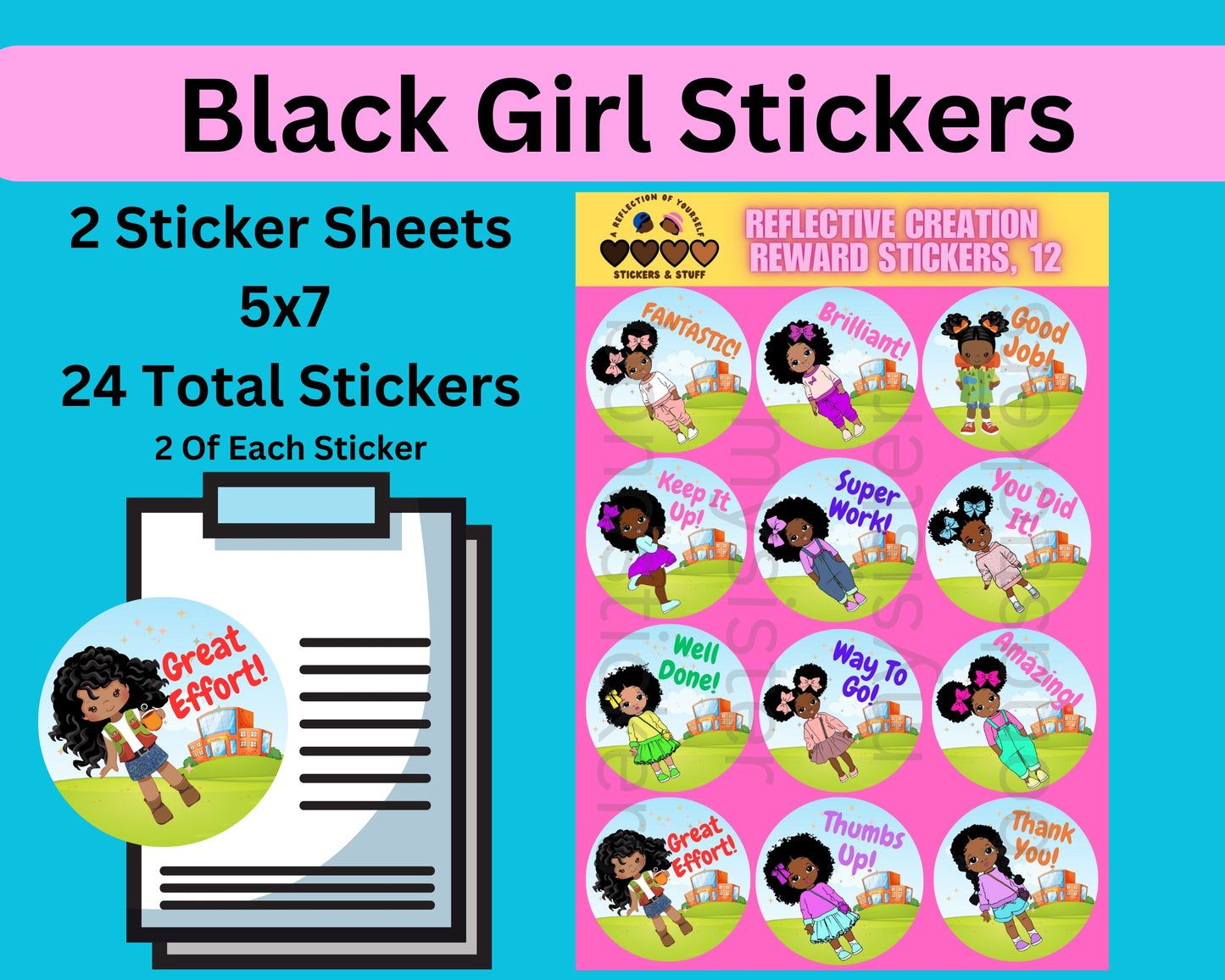 Homework Girl Stickers